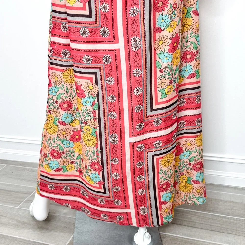 Anthropologie Laia Dea Long Sleeve Printed Off-Shoulder Maxi Dress Women's Sz S